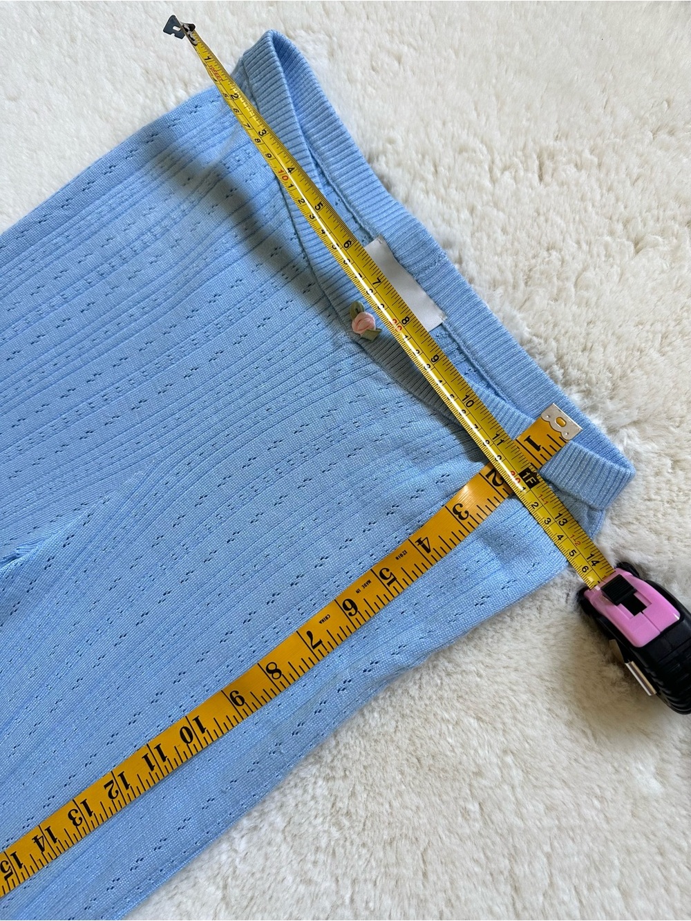 Pink Rose Light Blue Knit Pointelle Tank, Cardigan & Pants Set S - Picture 8 of 16